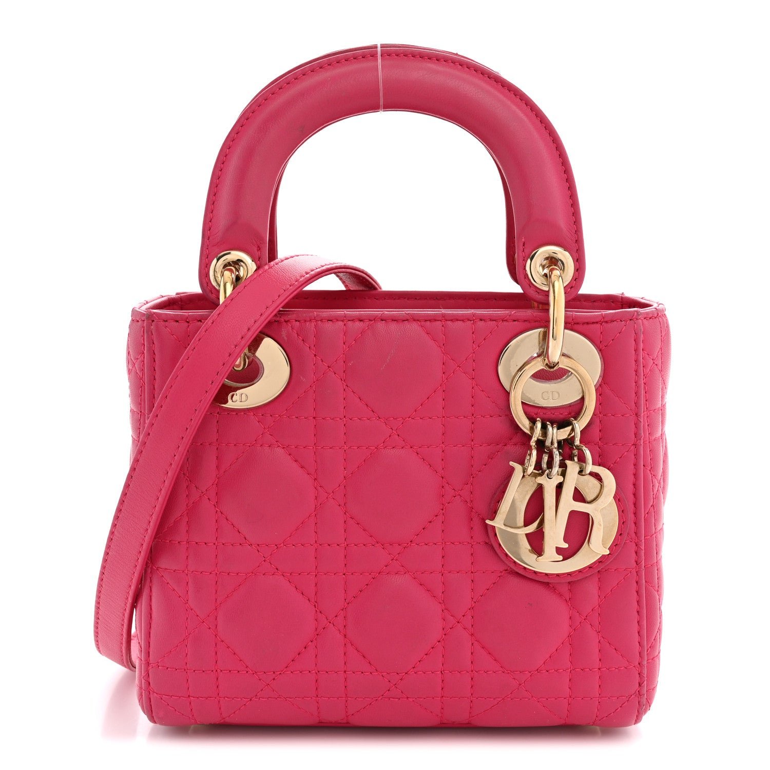 Christian Dior Lambskin Cannage Mini Lady Dior Pink