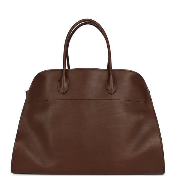 The Row Soft Margaux 17 Bag Deep Brown Saddle Silver Hardware