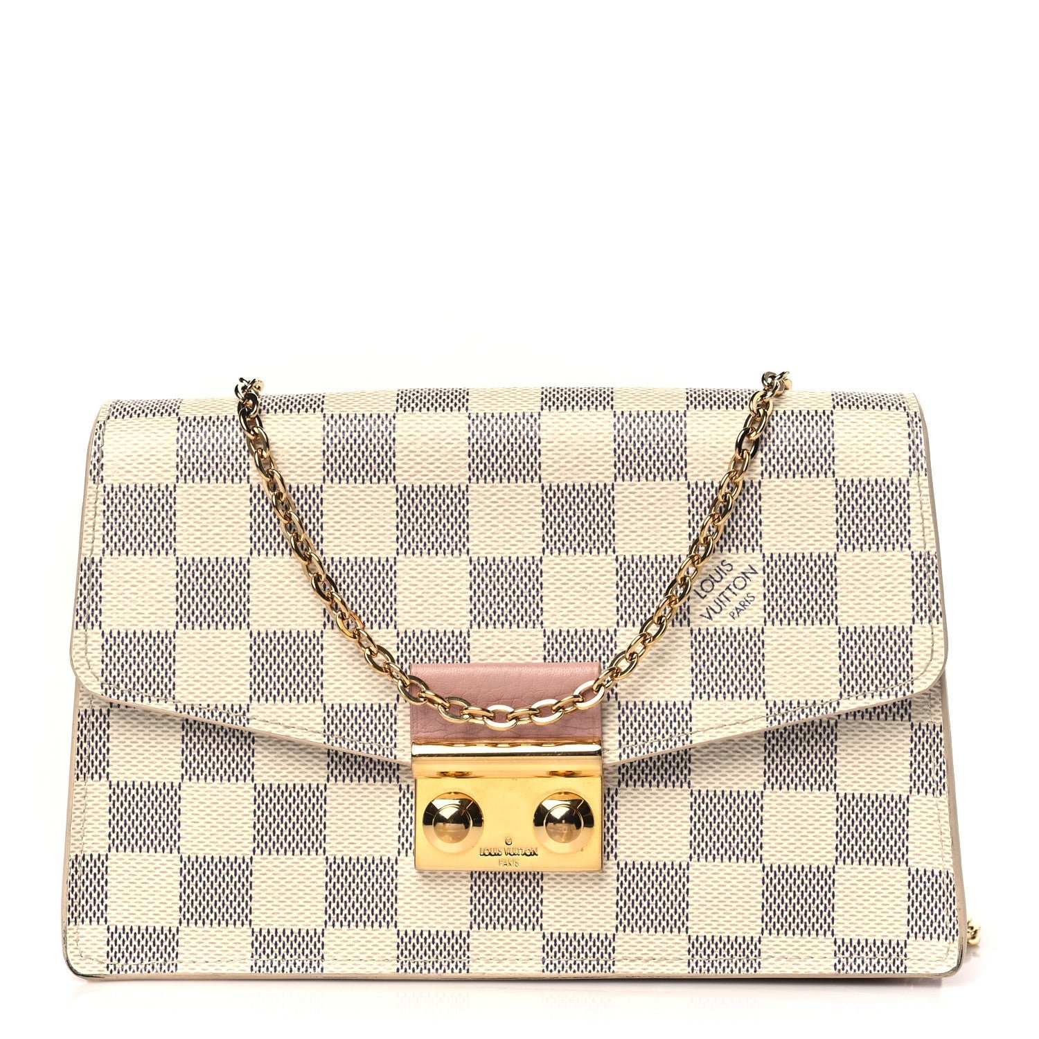Louis Vuitton Damier Azur Croisette Chain Wallet Rose Ballerine