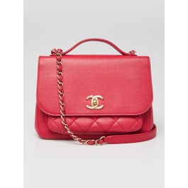 Chanel Red Quilted Caviar Leather Small Business Affinity Bag