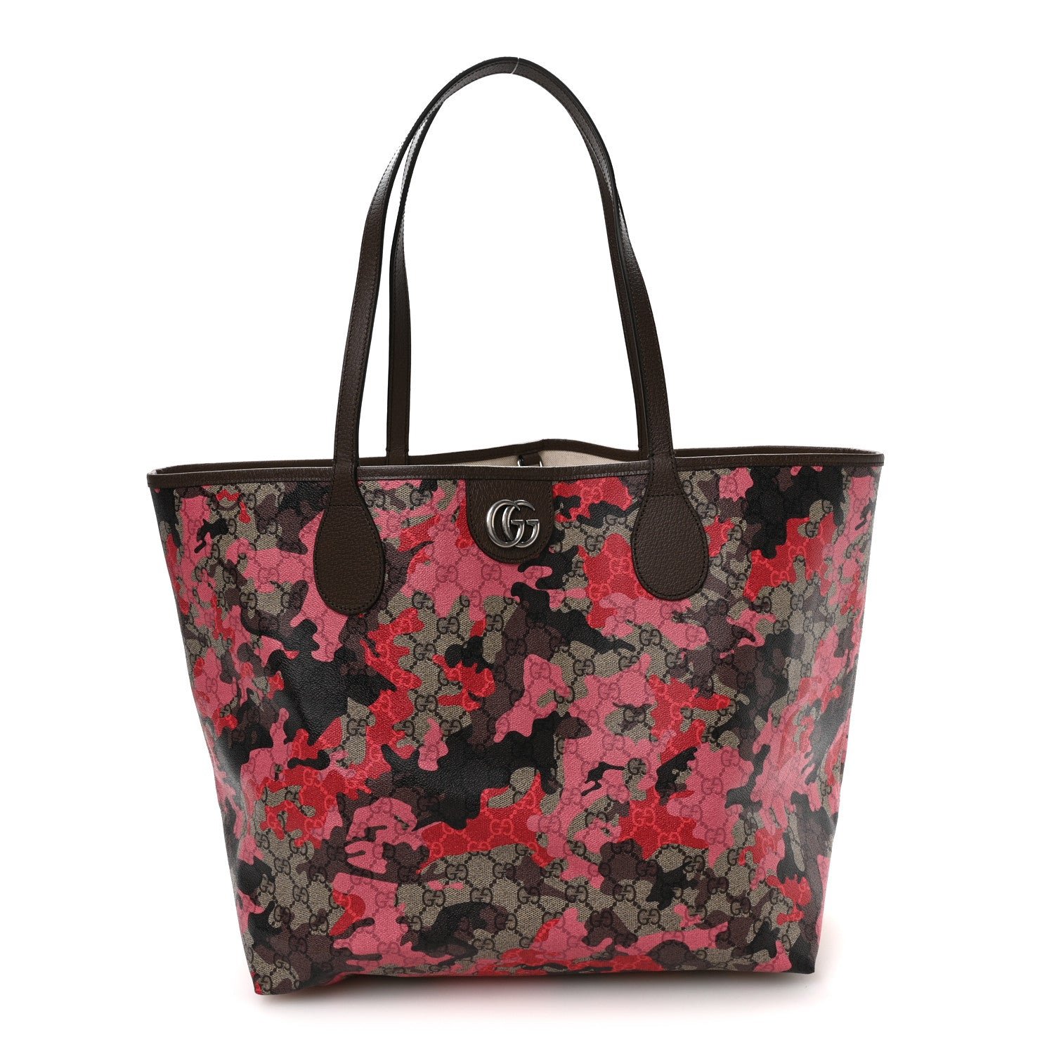 Gucci GG Supreme Monogram Camouflage Tote  Pink Red