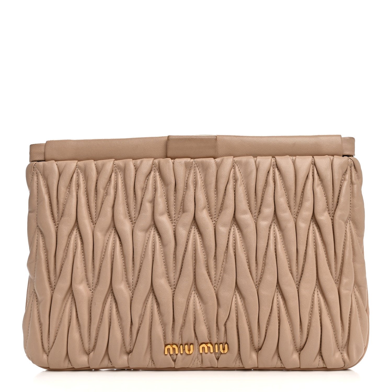 Miu Miu Nappa Matelasse Clutch Cammeo
