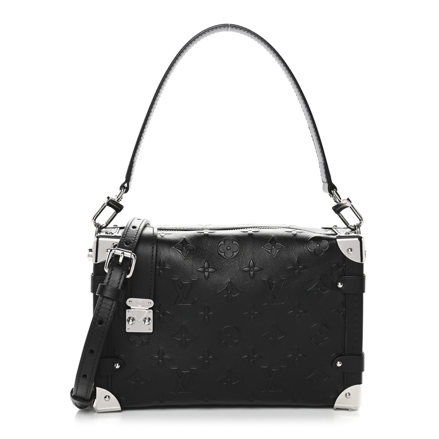 Louis Vuitton Calfskin Debossed Monogram Side Trunk Black