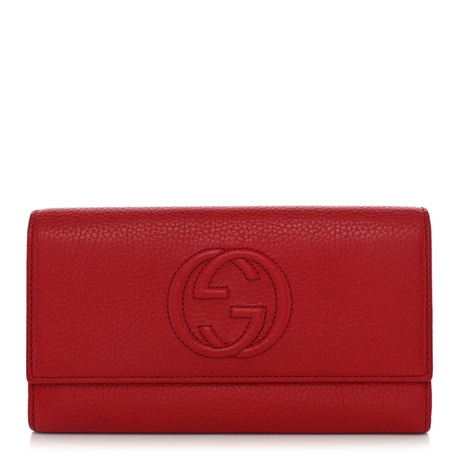 Gucci Pebbled Calfskin Large Soho Continental Wallet Red