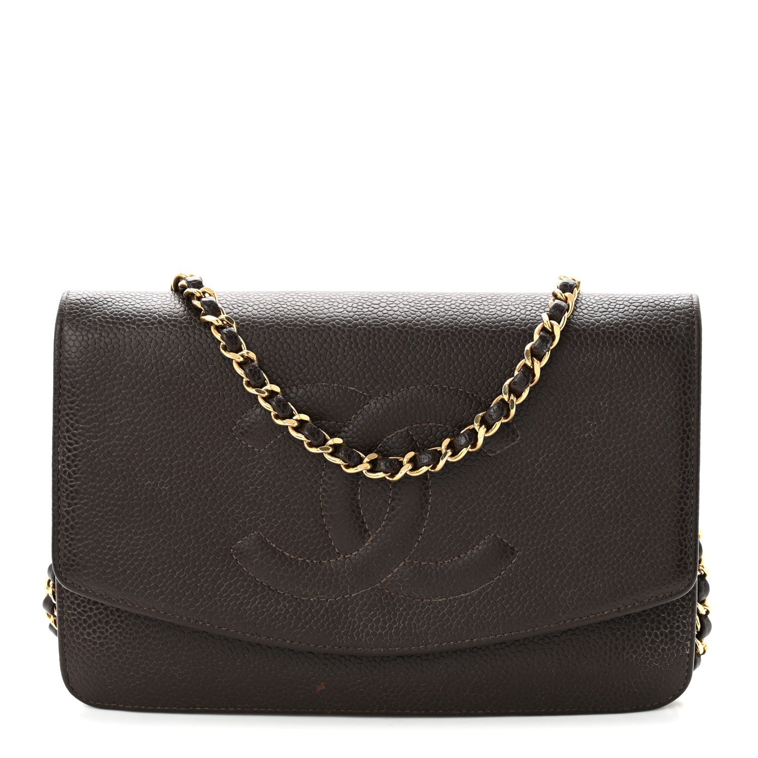 Chanel Chanel Caviar Timeless CC Wallet On Chain WOC Dark Brown