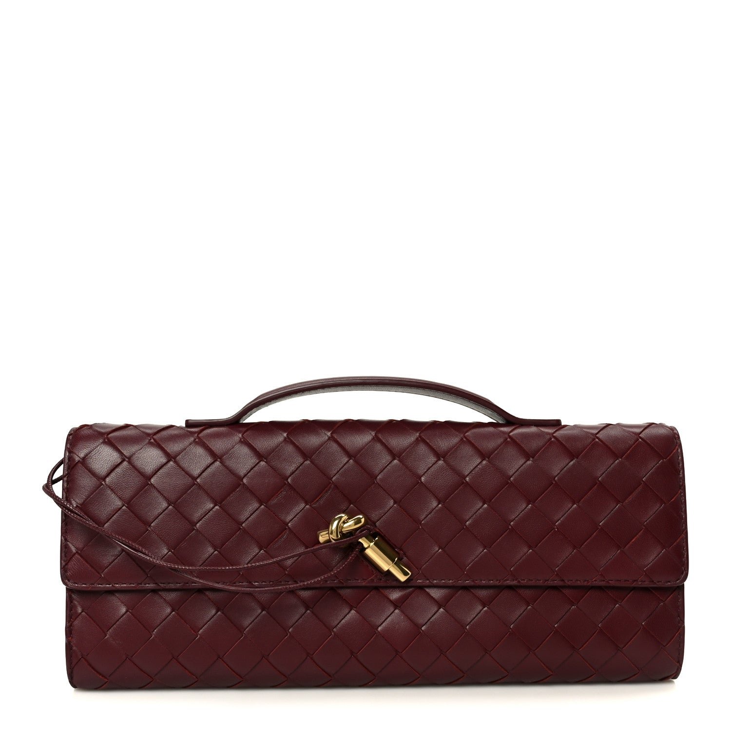 Bottega Veneta Nappa Intrecciato Long Andiamo Top Handle Clutch Barolo