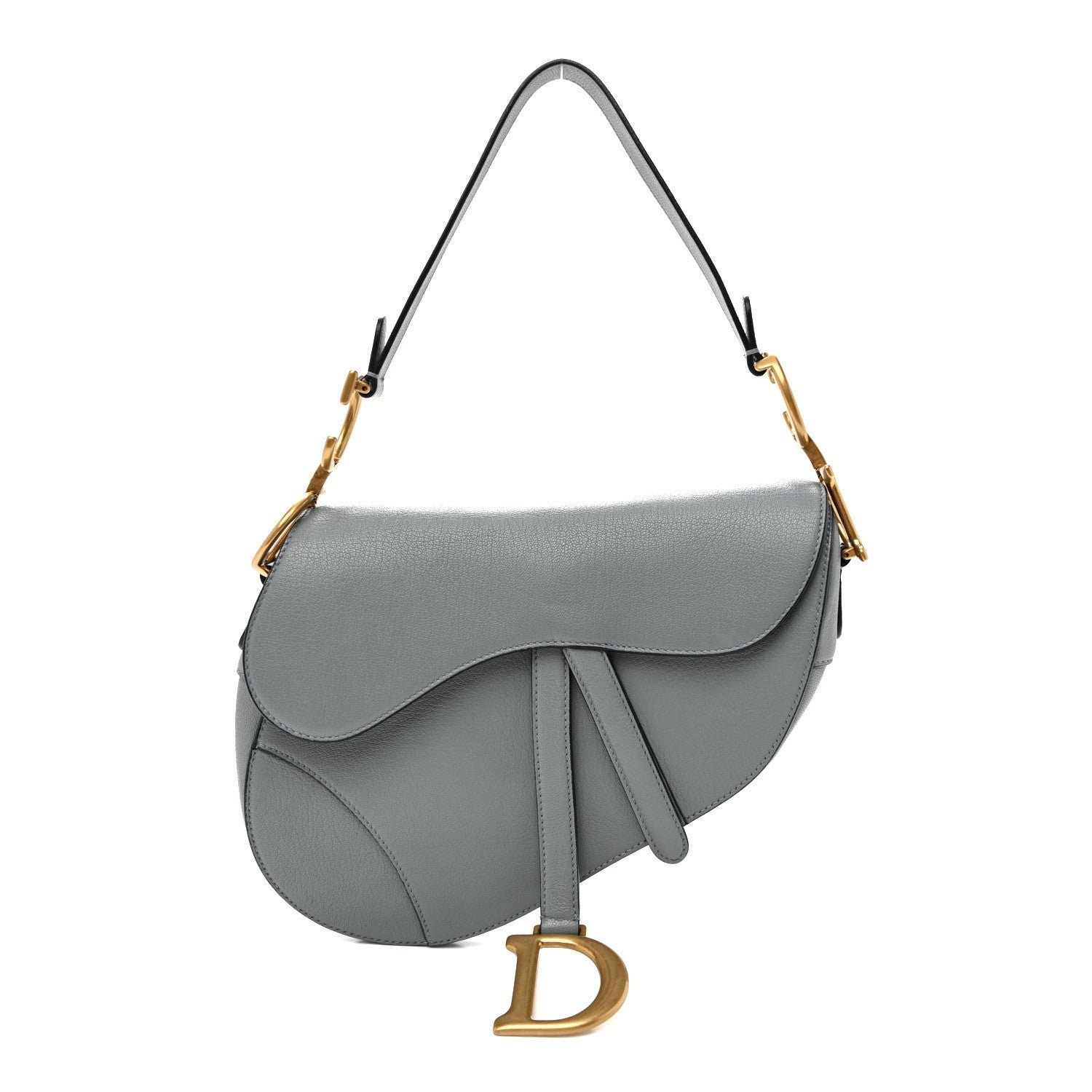 Christian Dior Shiny Goatskin Saddle Bag Cloud Blue