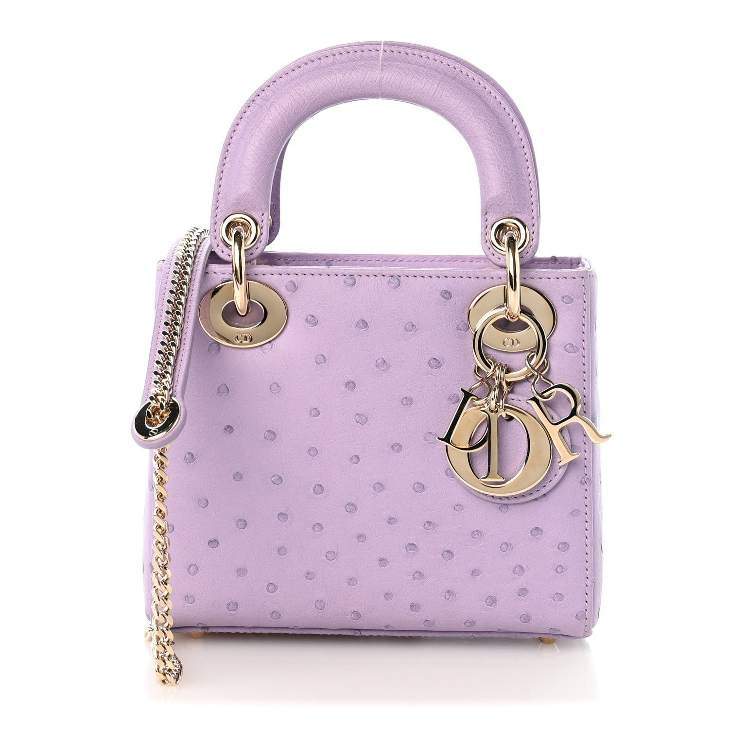 Dior Christian Dior Ostrich Mini Lady Dior Purple