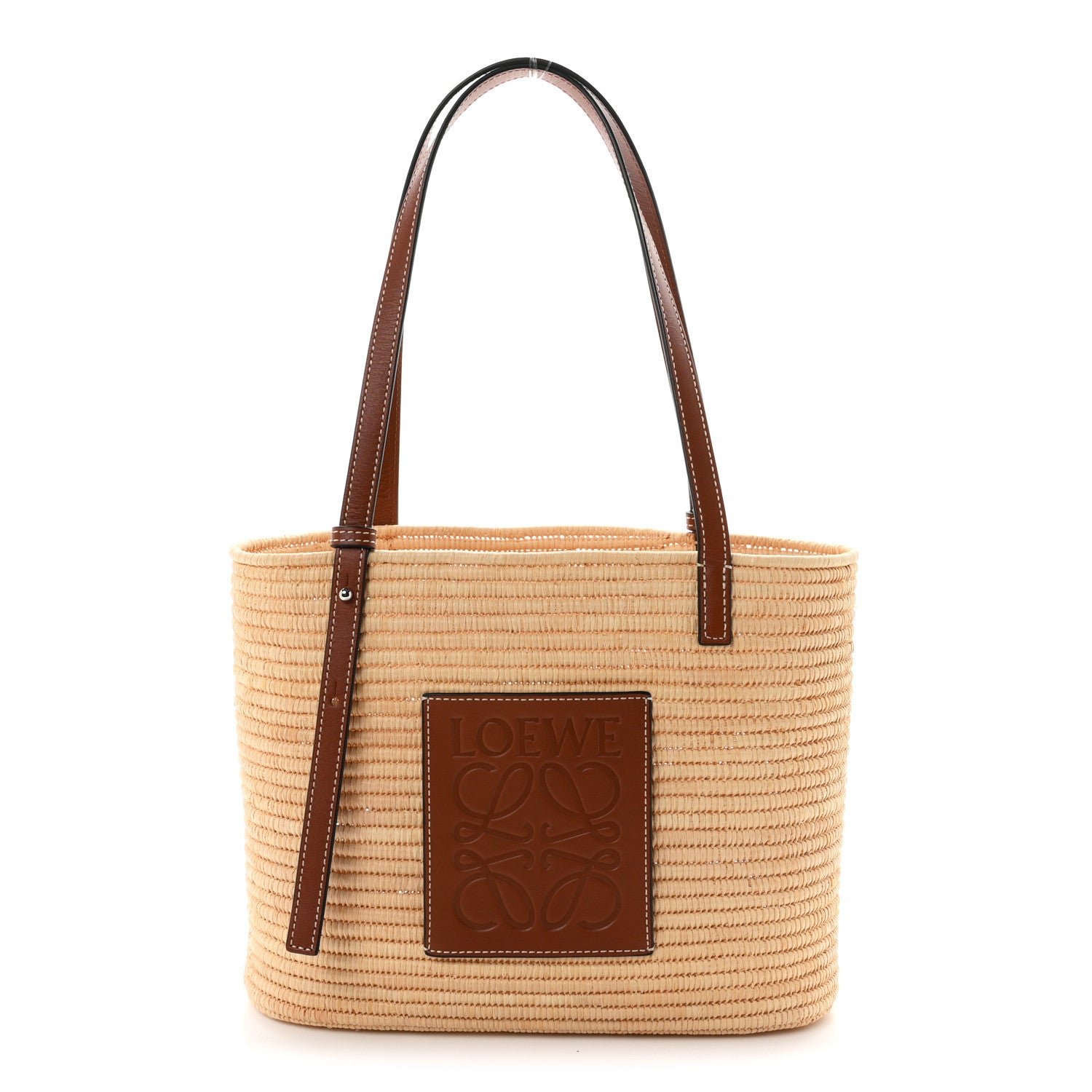 Loewe Raffia Small Square Basket Tote Bag Natural Tan