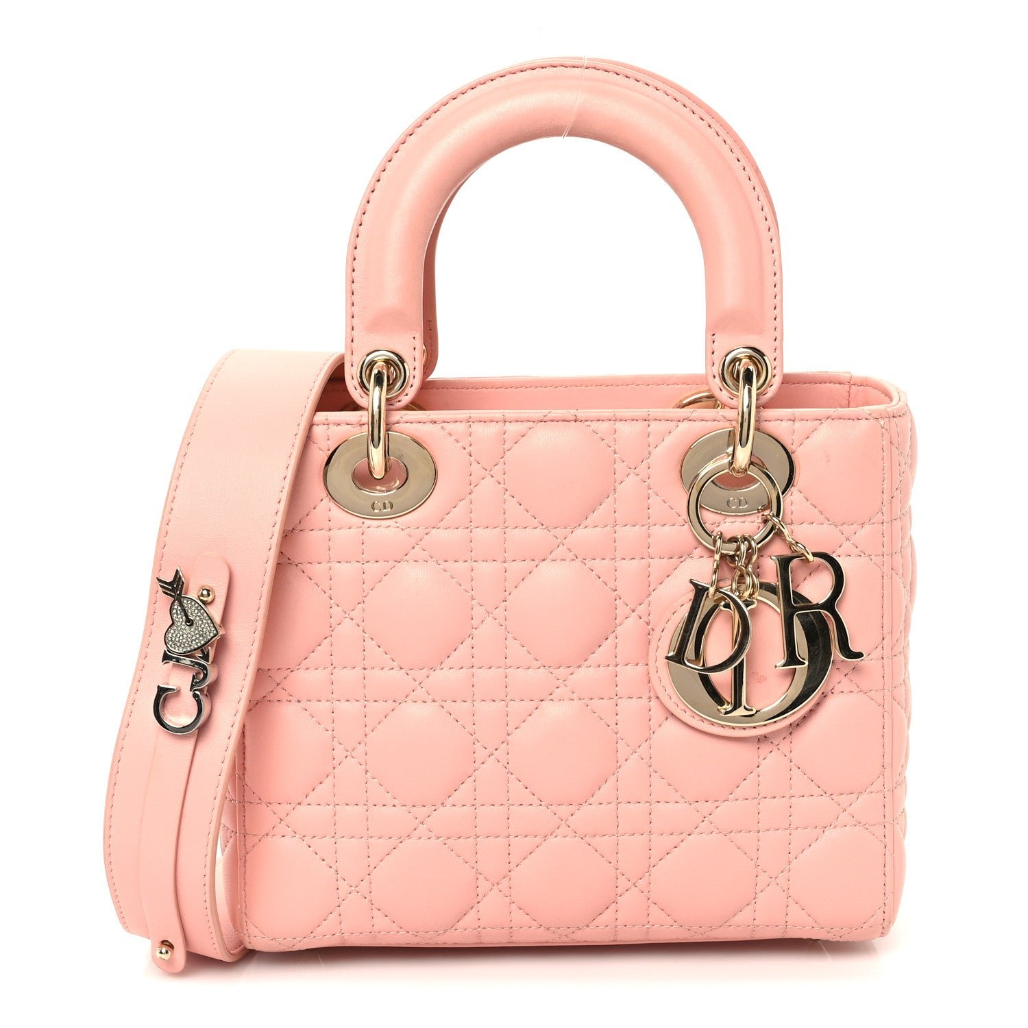 Christian Dior Lambskin Cannage Small My ABCDior Lady Dior Rose Clair