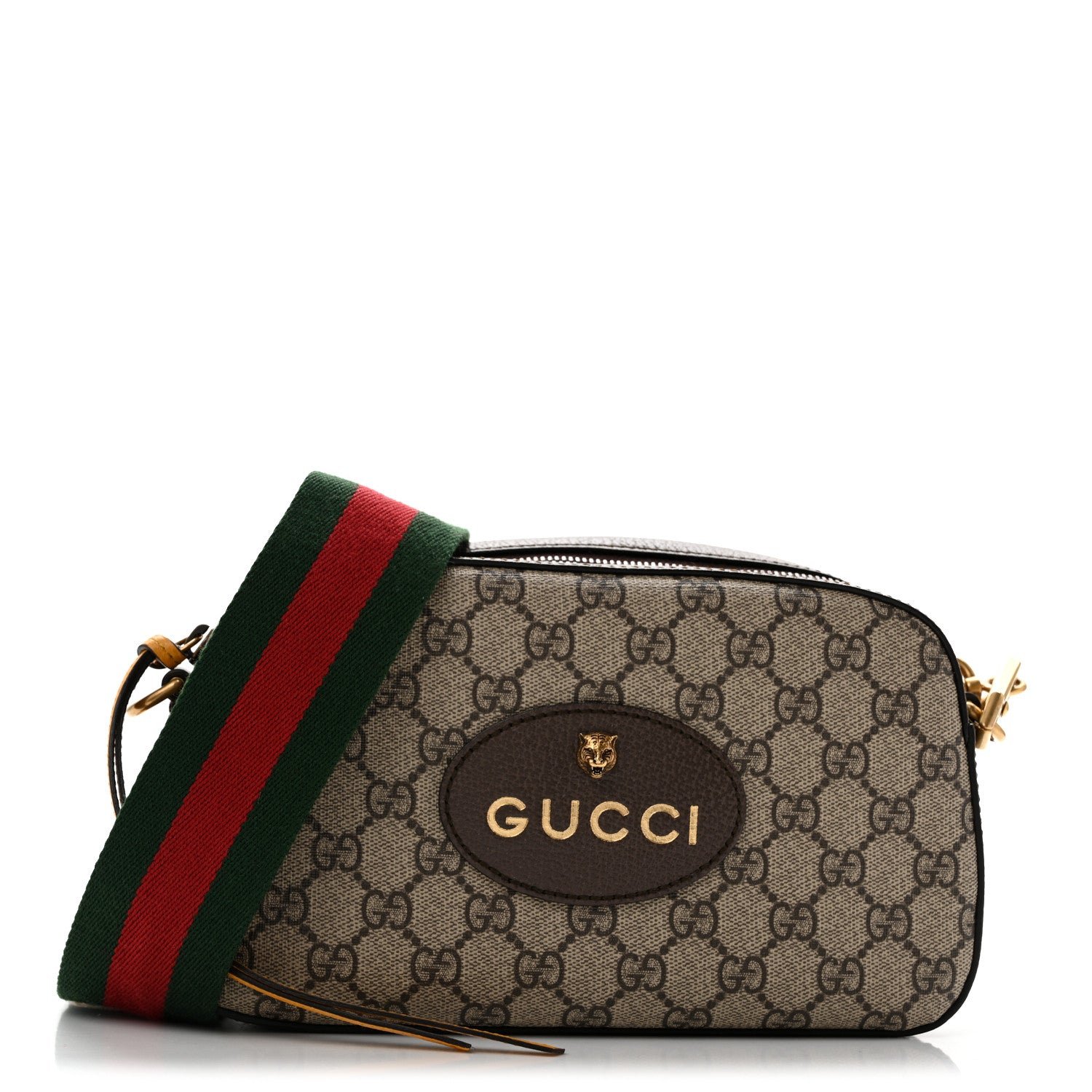 Gucci GG Supreme Monogram Web Neo Vintage Shoulder Bag Beige New Acero Crop