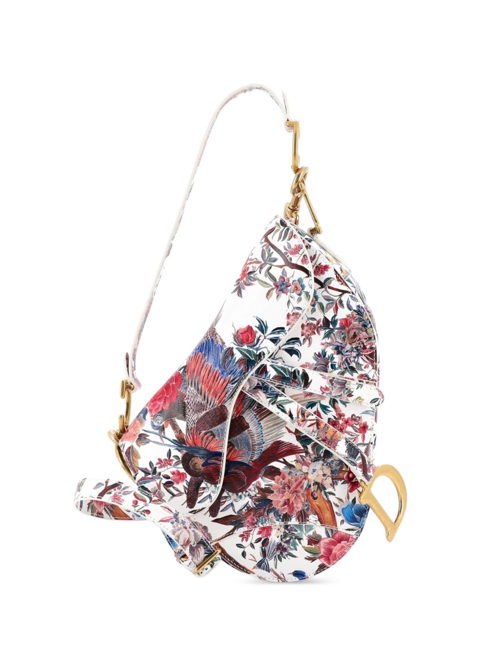 Saddle Handbag with Strap Printed Leather Medium shoulder bag