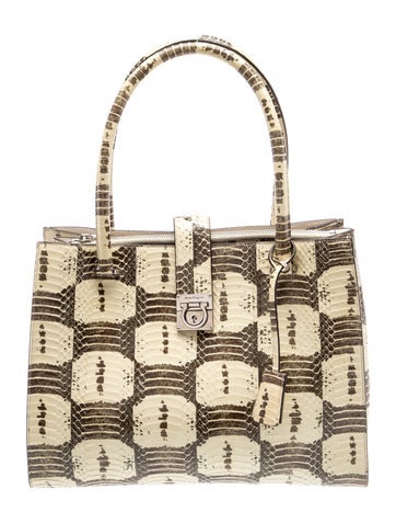 Embossed Leather Top Handle Bag
