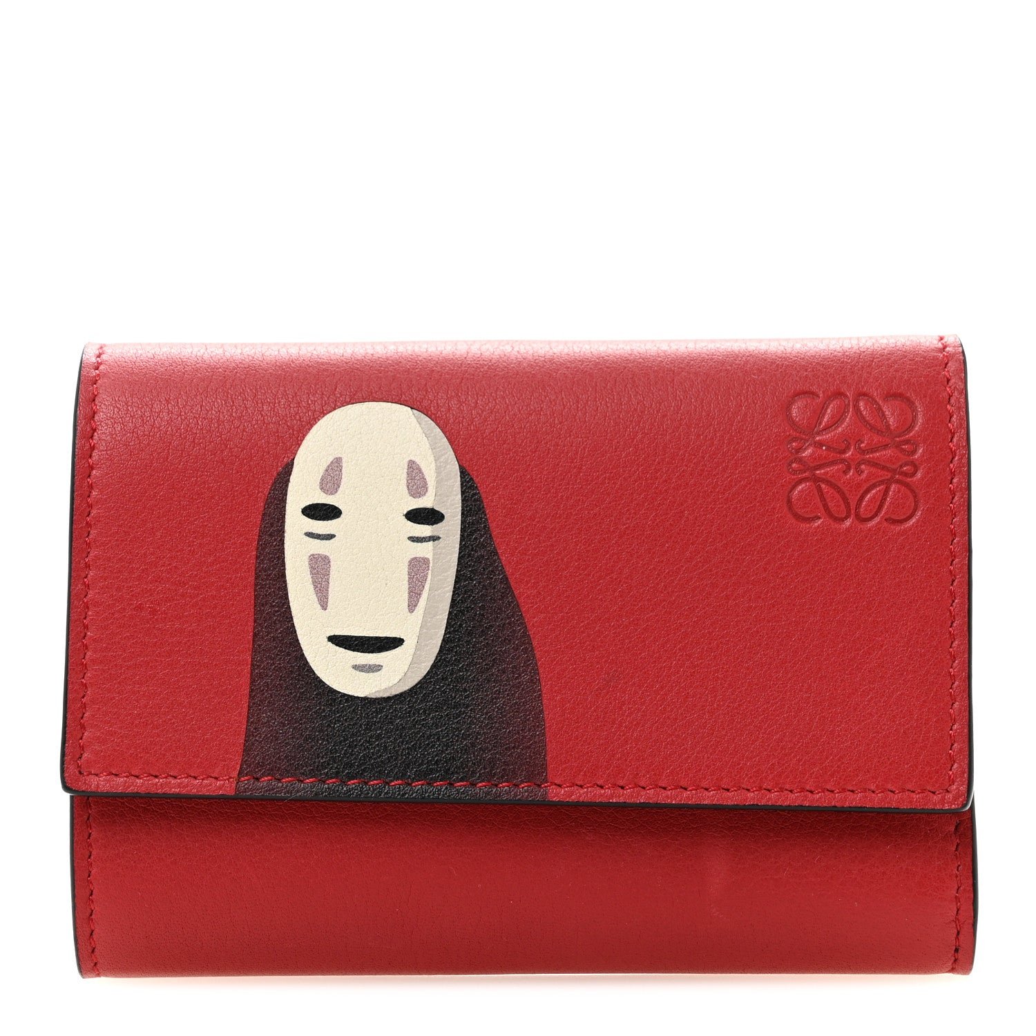 Loewe X SPIRITED AWAY Calfskin No Face Small Vertical Wallet Red