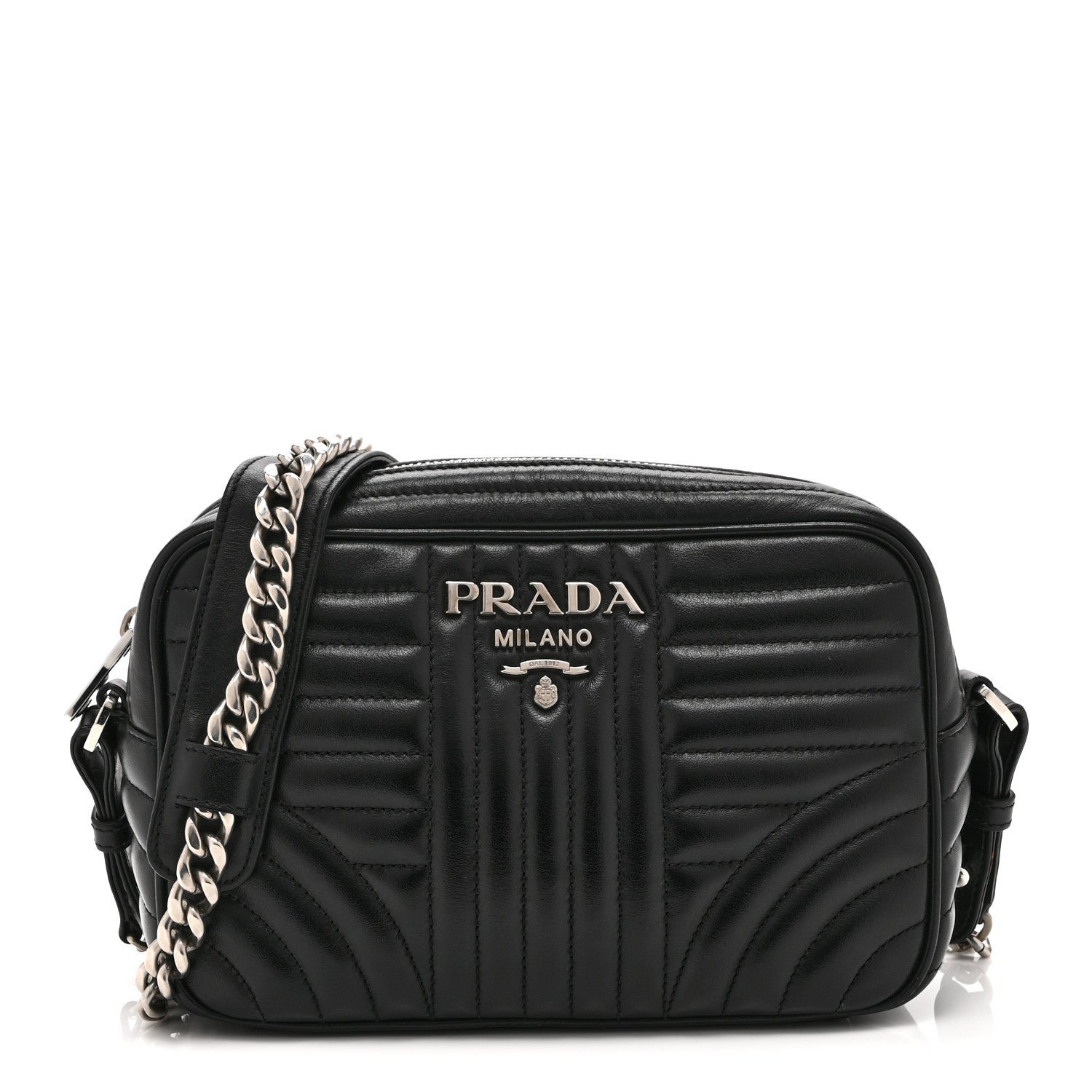 Prada Soft Calfskin Diagramme Camera Bag Black