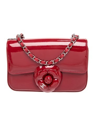 Small Patent Camellia Flap Bag