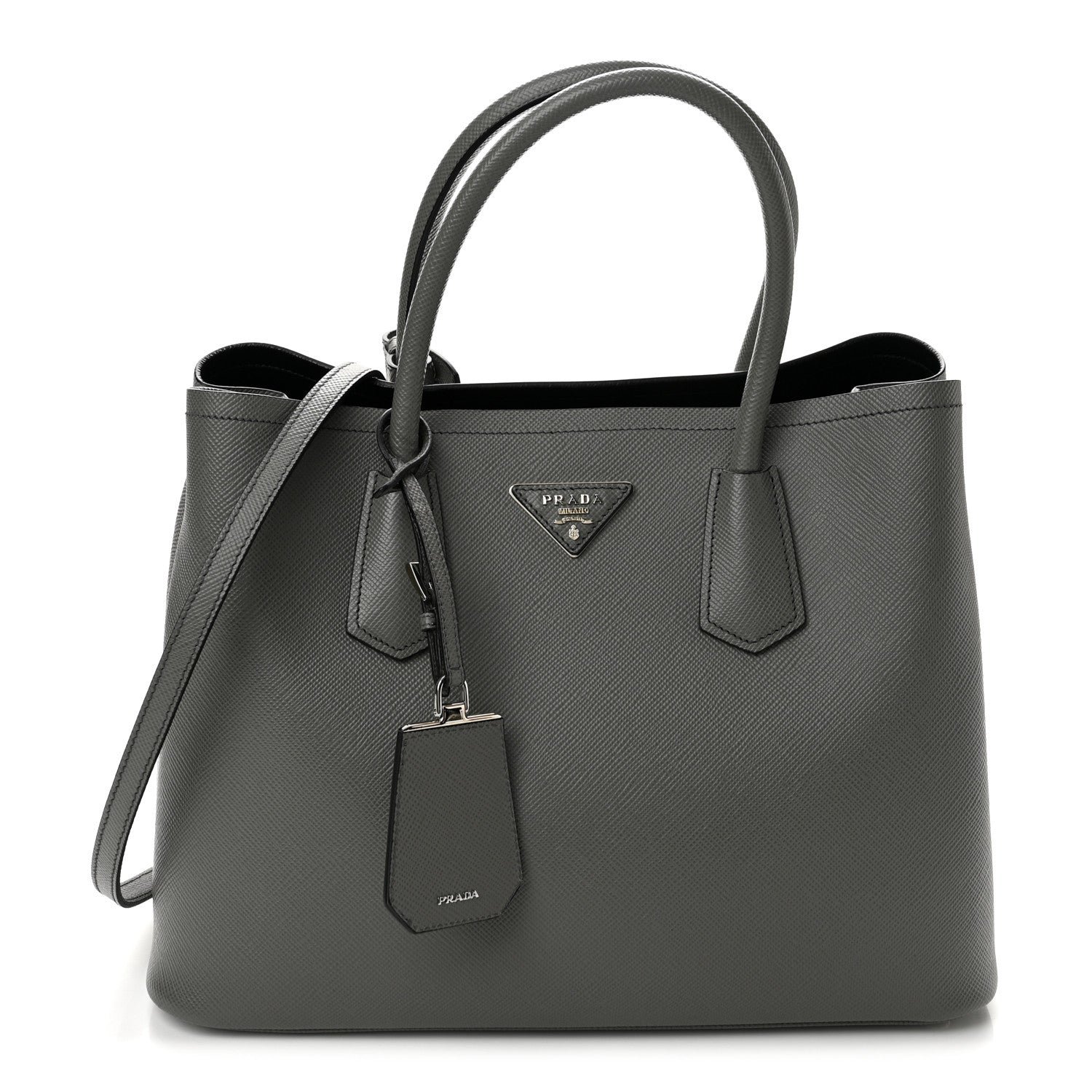 Prada Saffiano Cuir Medium Double Bag Marmo