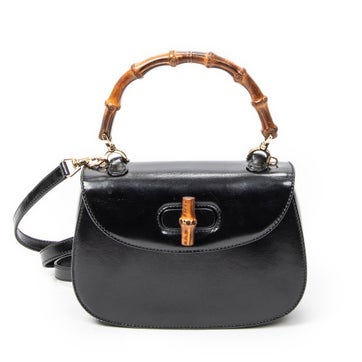 Leather Small Bamboo Top Handle Flap