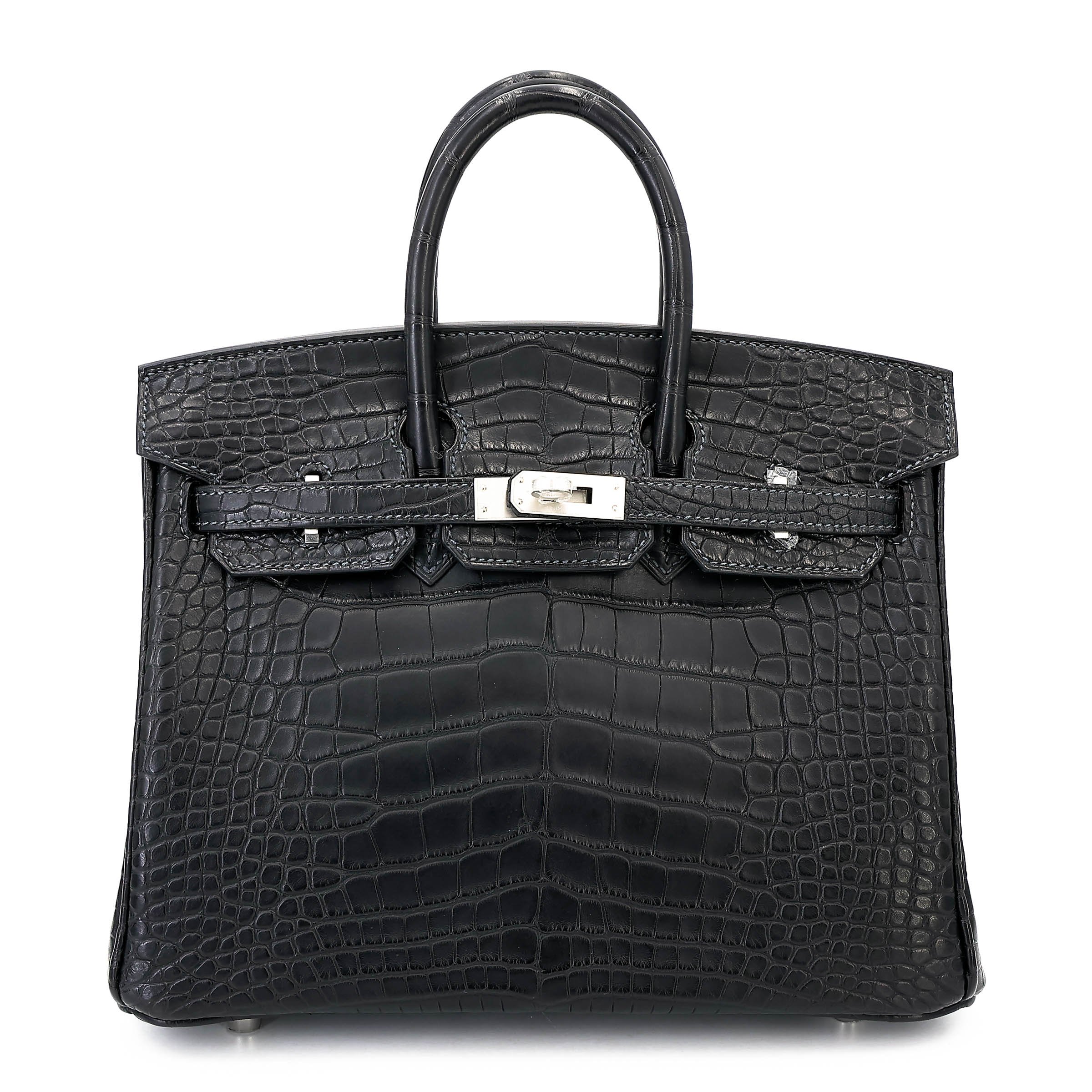 Brand New ( Rank N ) HERMÈS Birkin 25 HSS Noir (89) Blue Marine (78) Matte Alligator Brushed Palladium K (2025)