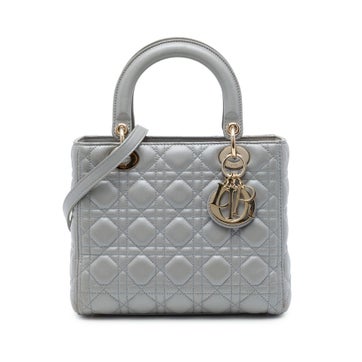 Medium Pearlescent Lambskin Cannage Lady Dior