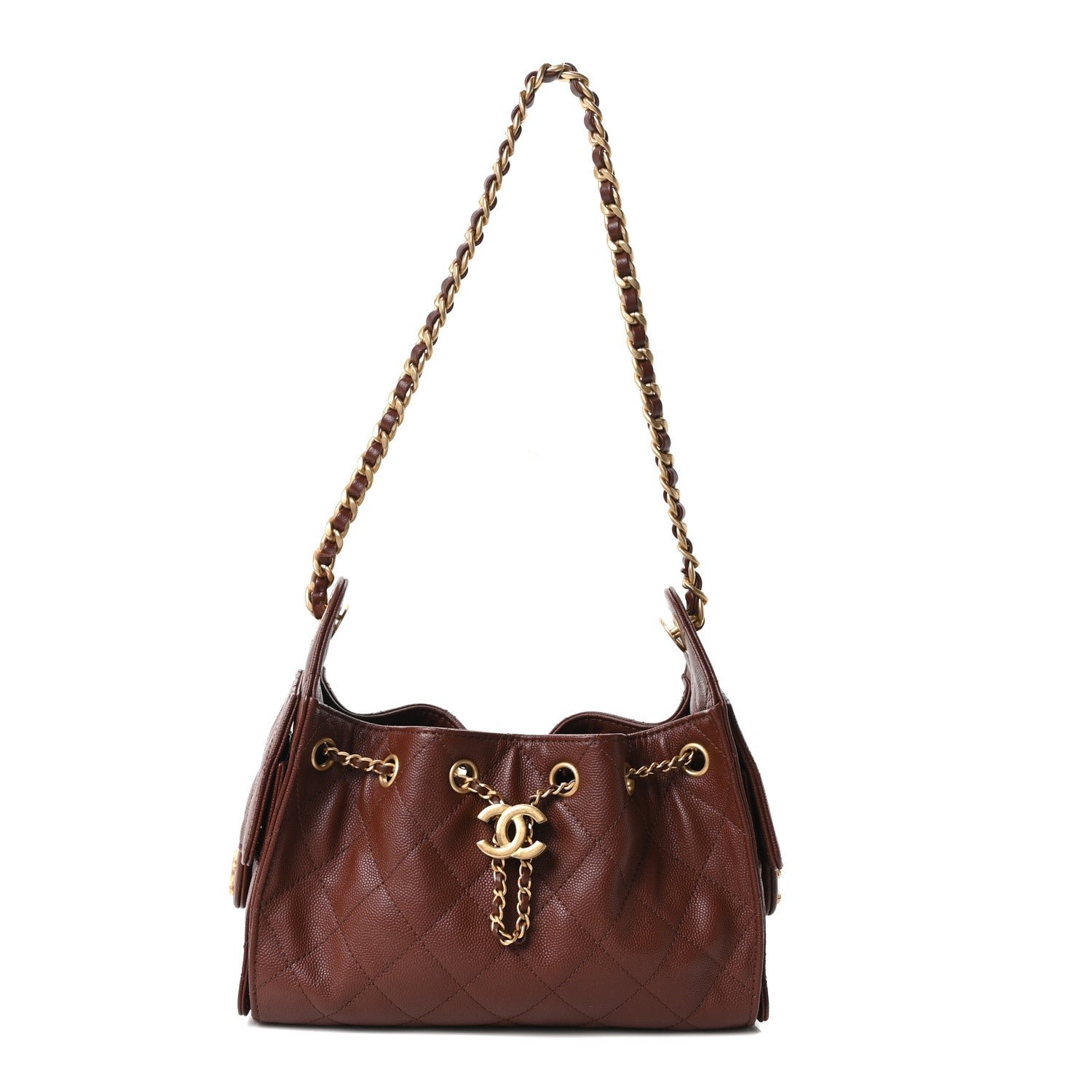 Caviar Quilted Mini Chanel 25 Handbag Brown