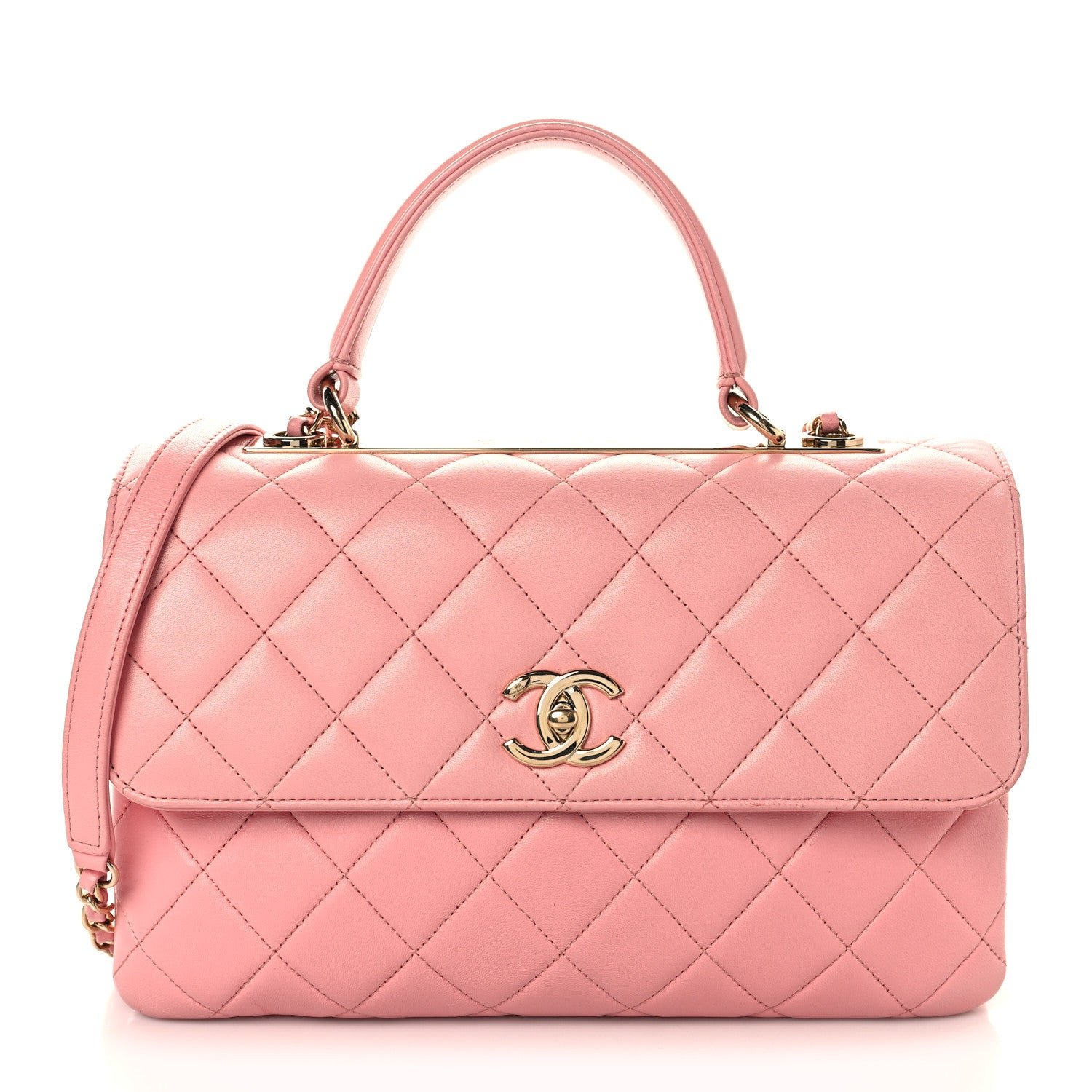 Chanel Lambskin Quilted Medium Trendy CC Flap Dual Handle Bag Pink