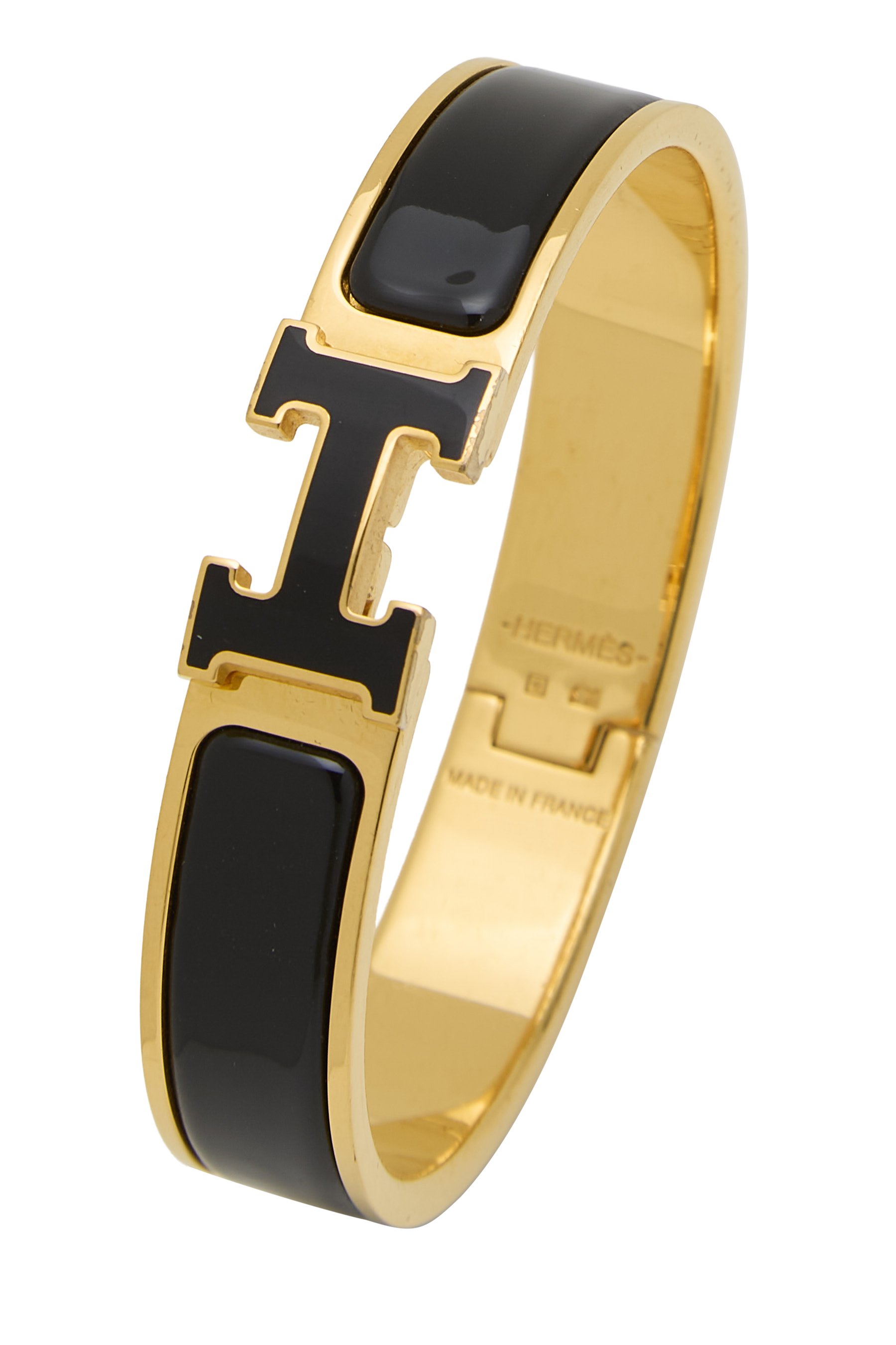 Black Enamel Clic-Clac 'H' Bracelet Narrow PM