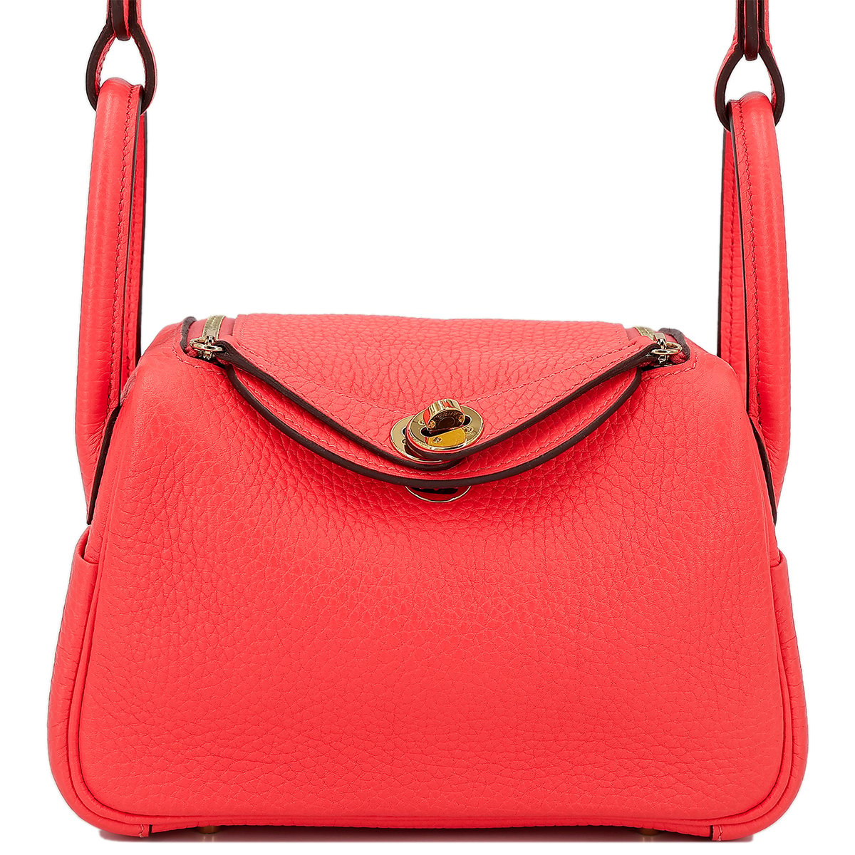 Very Good ( Rank A) HERMÈS Mini Lindy Rose Texas (0E) Clemence Gold hardware Z (2021)
