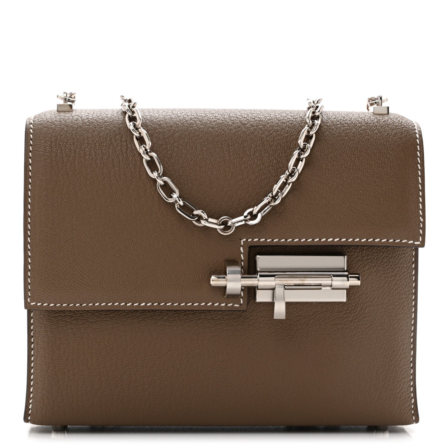 Hermes Chevre Chamkila Mini Verrou Chaine Bag Etoupe