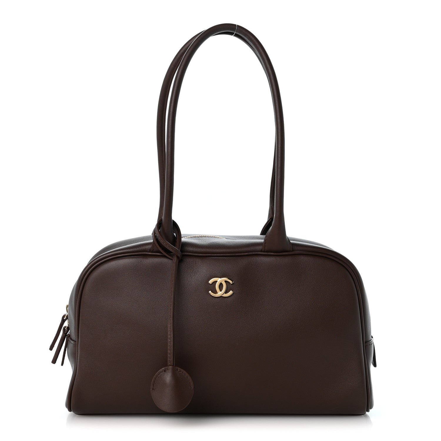 Chanel Calfskin Large Perfect Bowling Bag Dark Brown