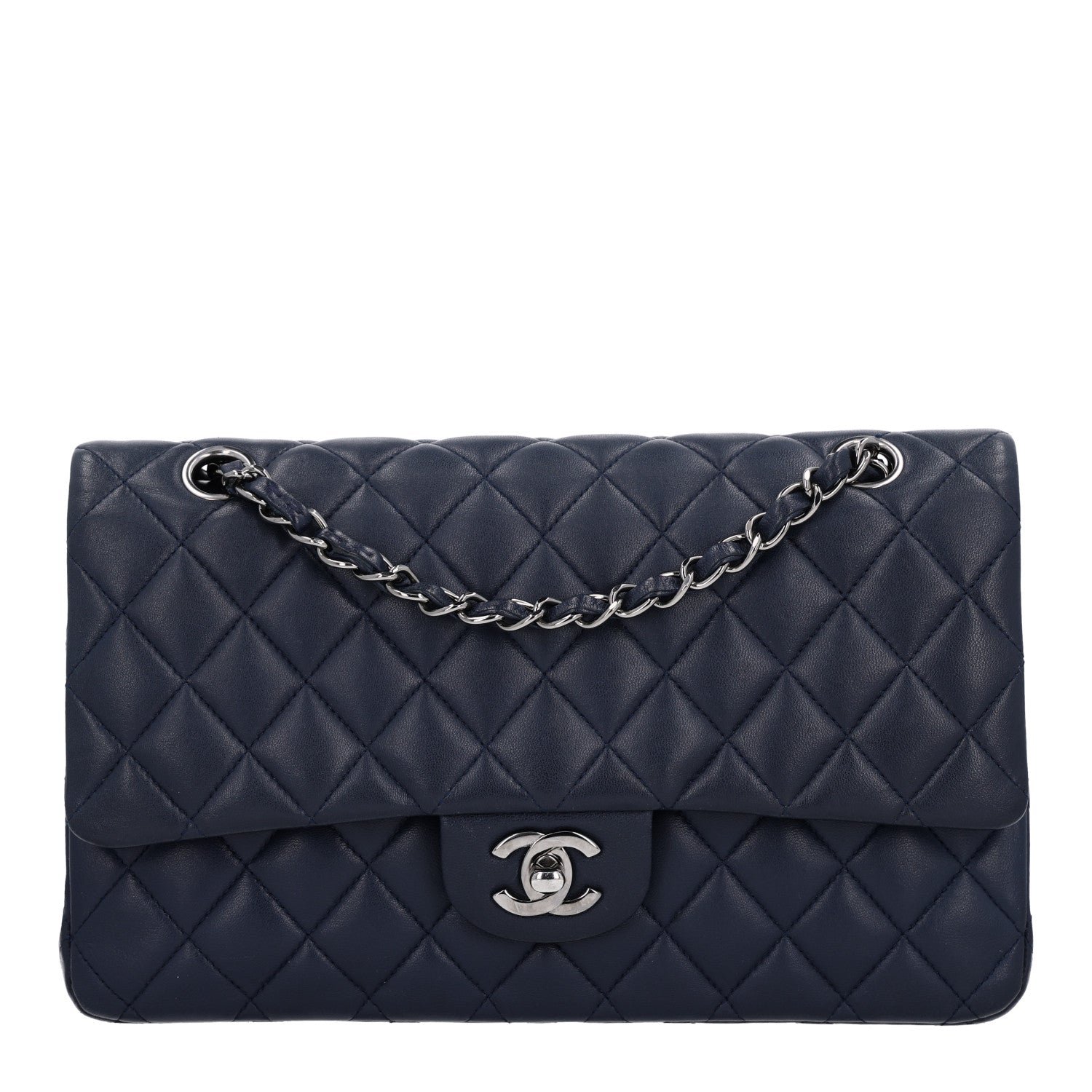 Chanel Lambskin Quilted Medium Double Flap Navy
