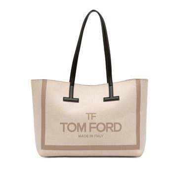Tom Ford Calf Leather Small Canvas T Tote