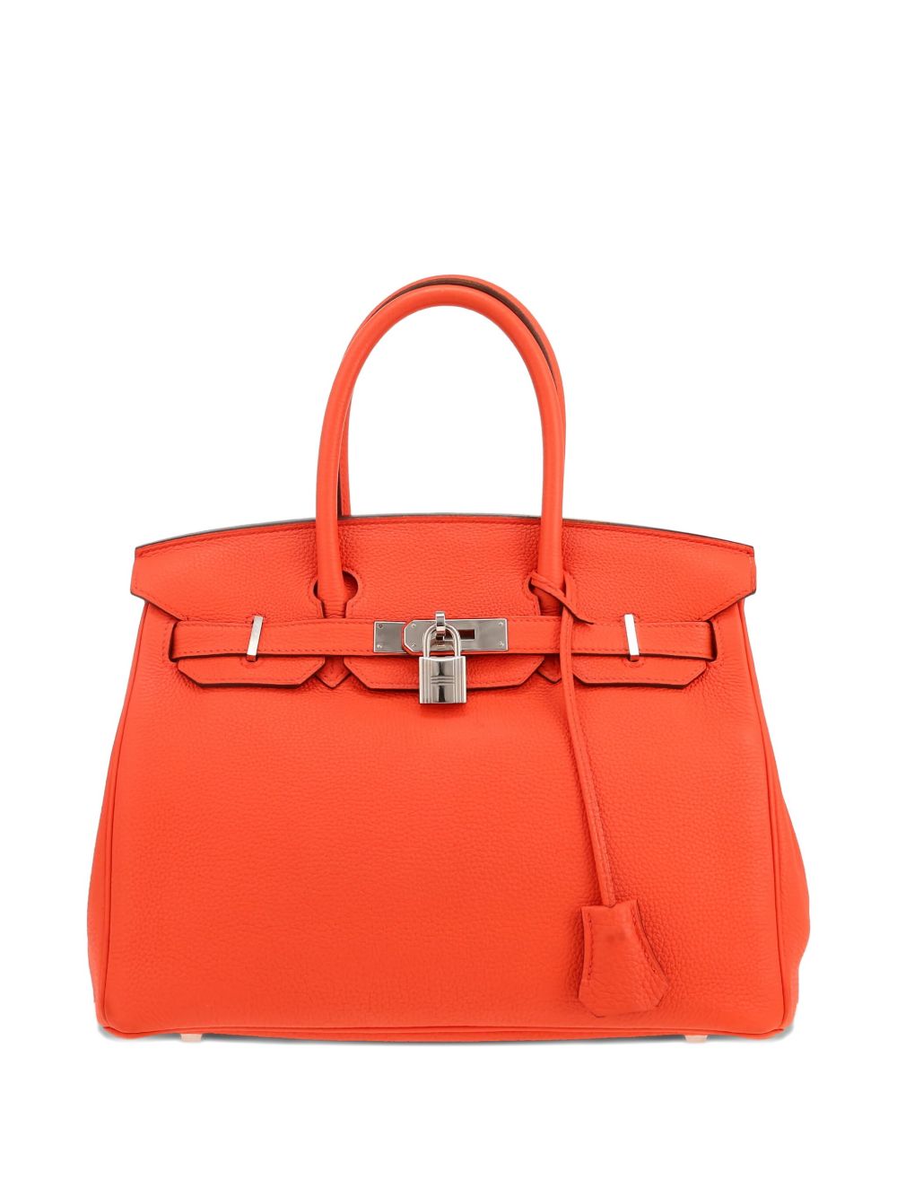 Hermes orange leather top handle bag