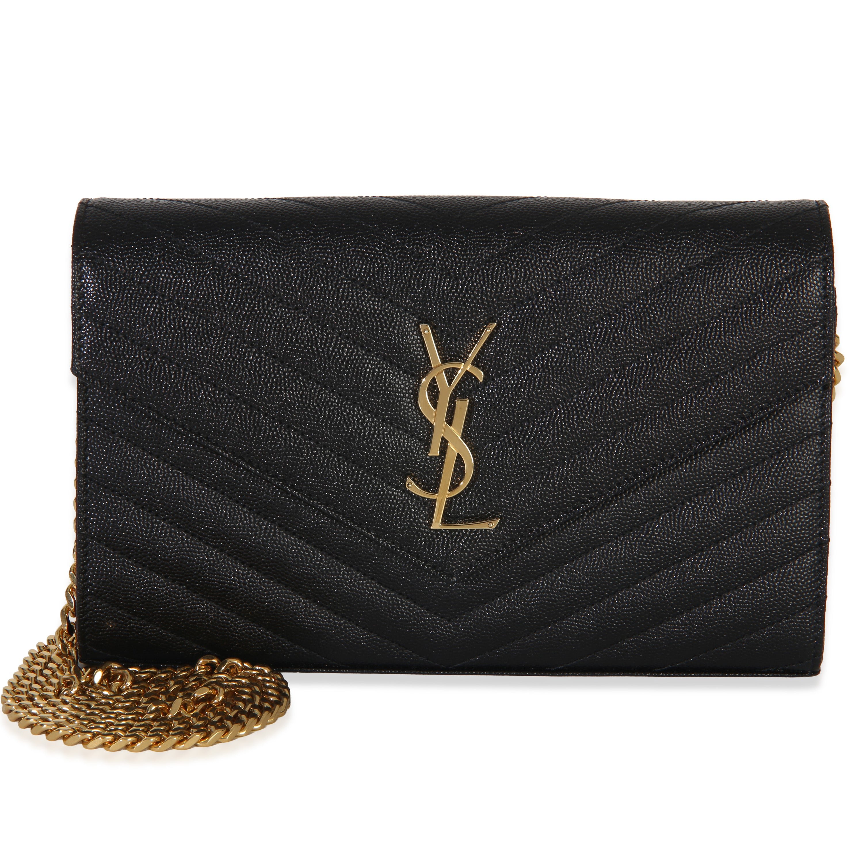 Black Grain De Poudre Classic Cassandre Chain Wallet