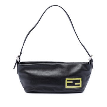 Calf Leather Leather FF Baguette Shoulder Bag