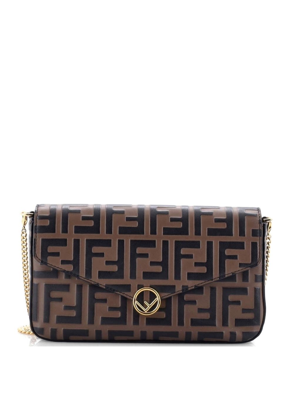 F is Fendi Envelope on Chain Zucca Embossed Leather clutch bag