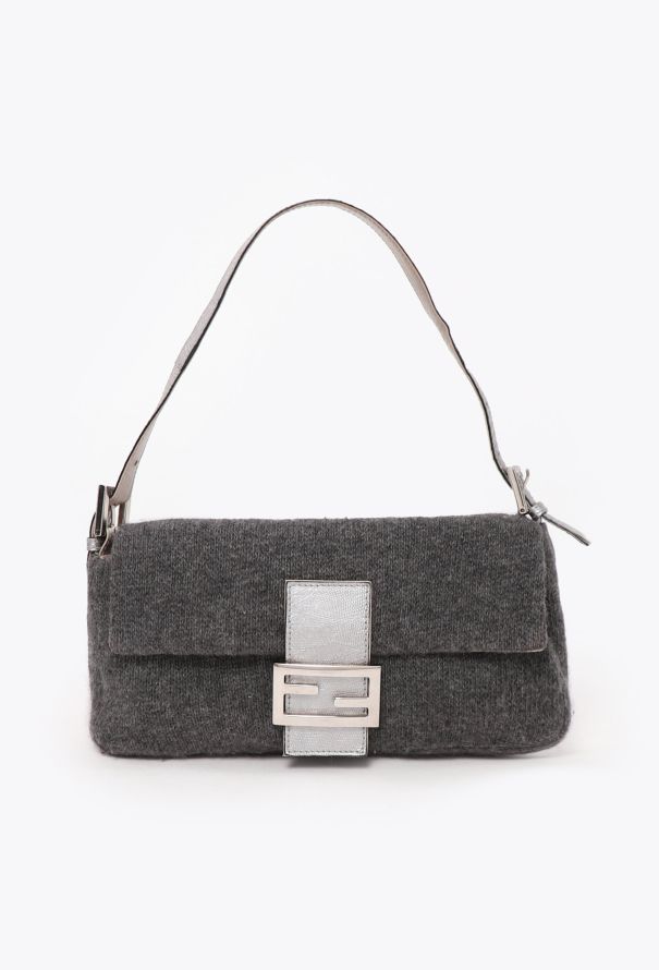 Fendi Vintage Cashmere & Lizard Baguette Bag