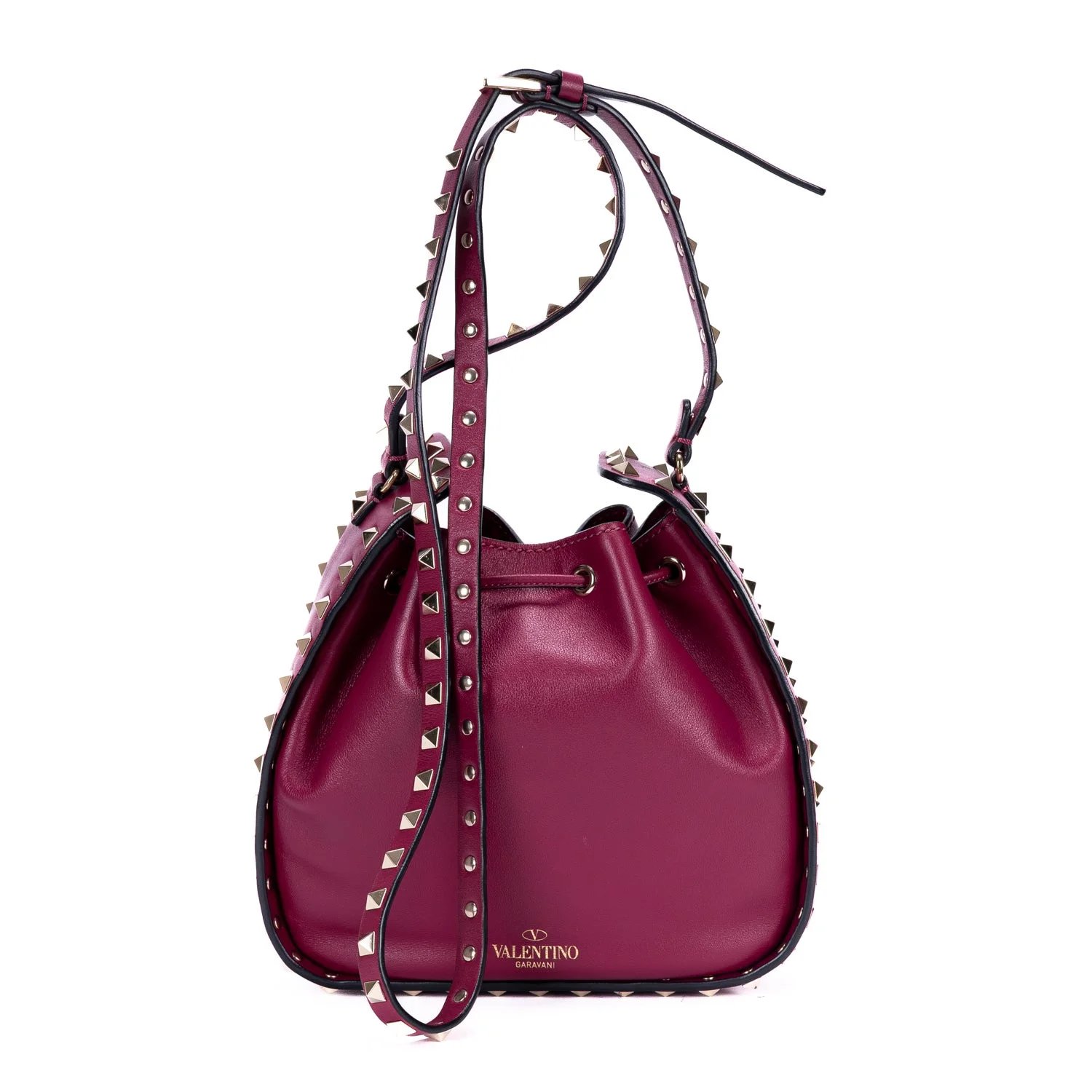 Leather Rockstud Bucket Bag