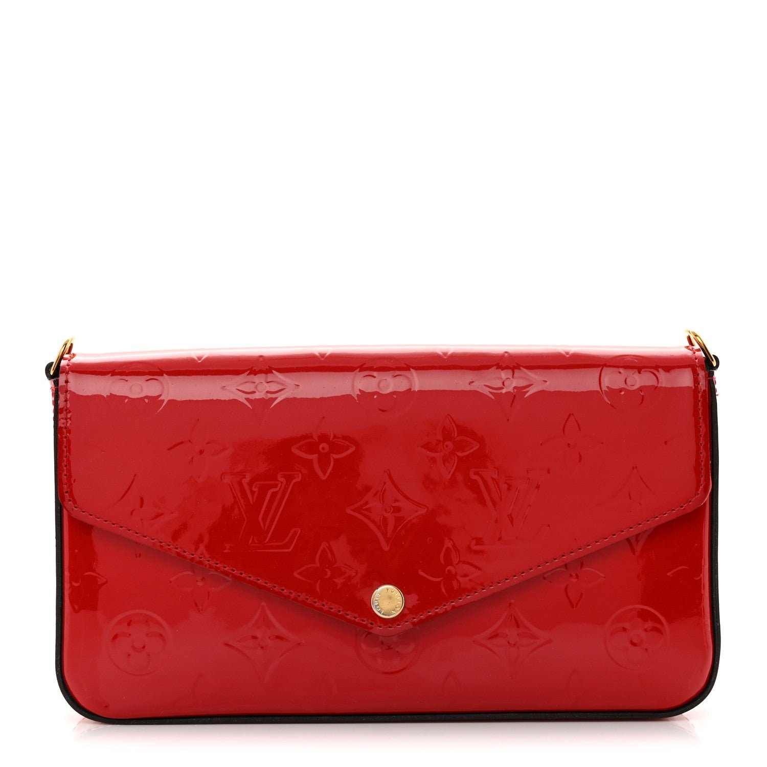 Louis Vuitton Vernis Felicie Pochette Chain Wallet Cherry