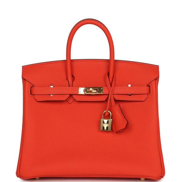 Pre-owned Hermes Birkin 25 Capucine Togo Gold Hardware