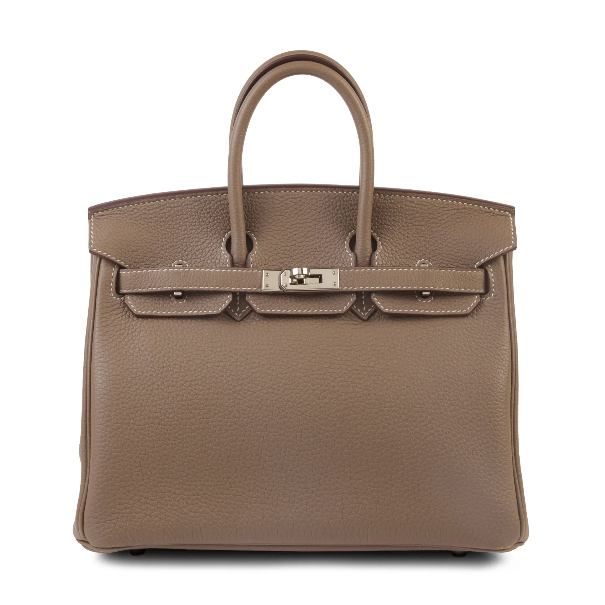 Very Good ( Rank A) HERMÈS Birkin 25 Etoupe (18) Togo Palladium hardware C (2018)