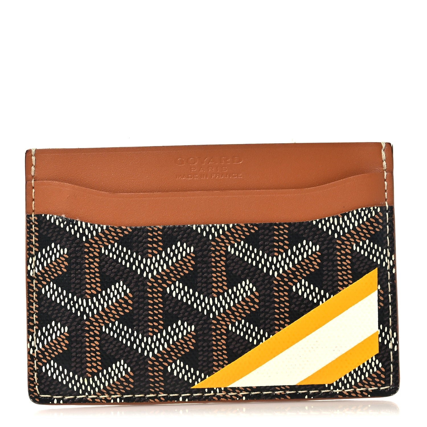 Goyard Goyardine Stripe Saint Sulpice Card Holder Black Gold