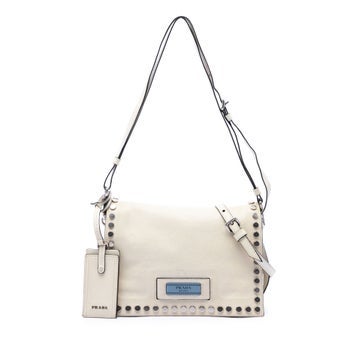 Calf Leather Glace Calfskin Studded Etiquette Flap