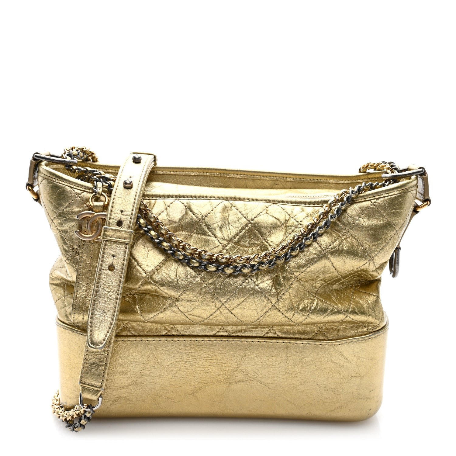 Chanel Metallic Aged Calfskin Quilted Medium Gabrielle Gold