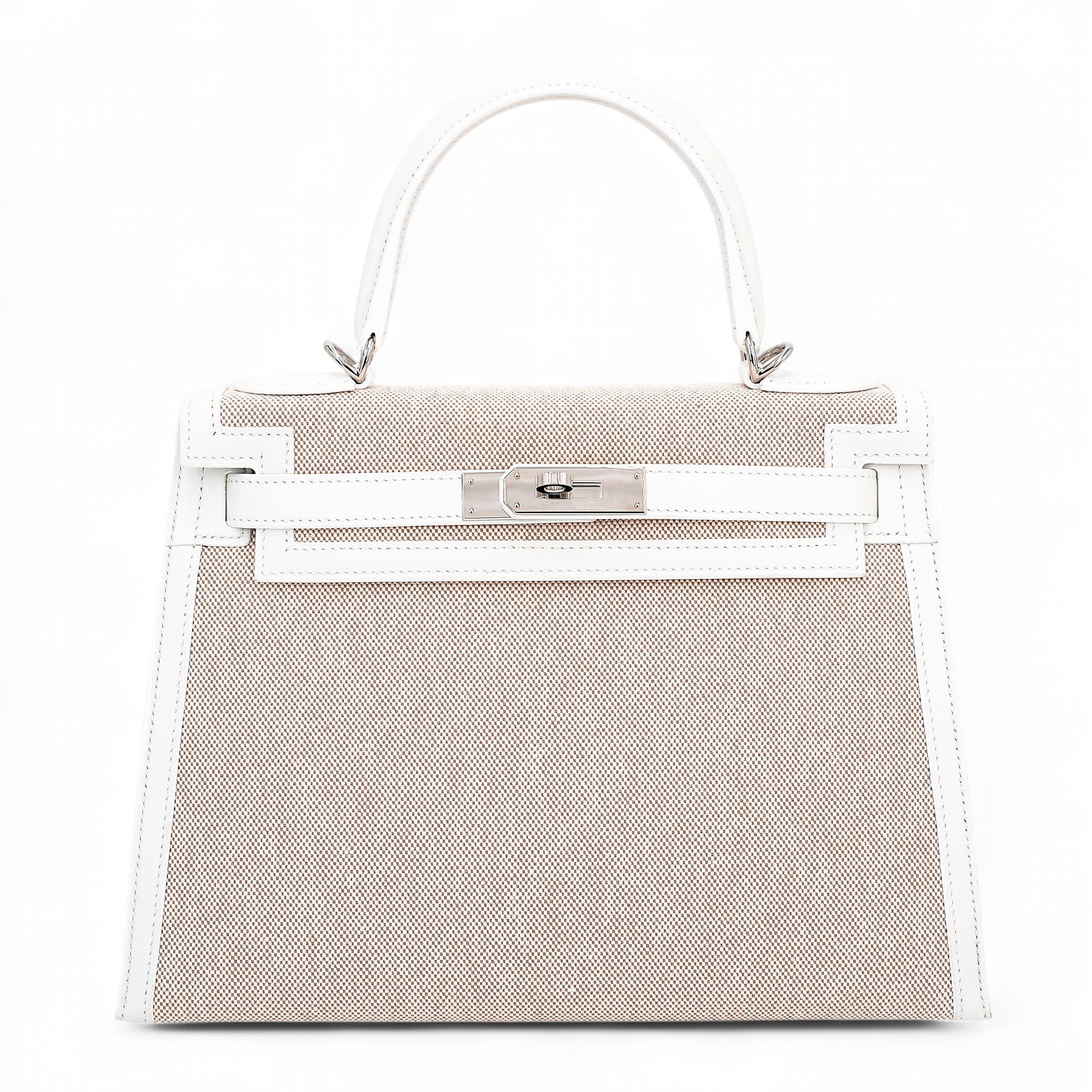 Hermes Very Good ( Rank A) HERMÈS Kelly 28 Sellier White (01) Canvas Swift Palladium hardware W (2024)