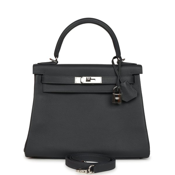Hermes Pre-owned Hermes Kelly Retourne 28 Ardoise Evercolor Palladium Hardware