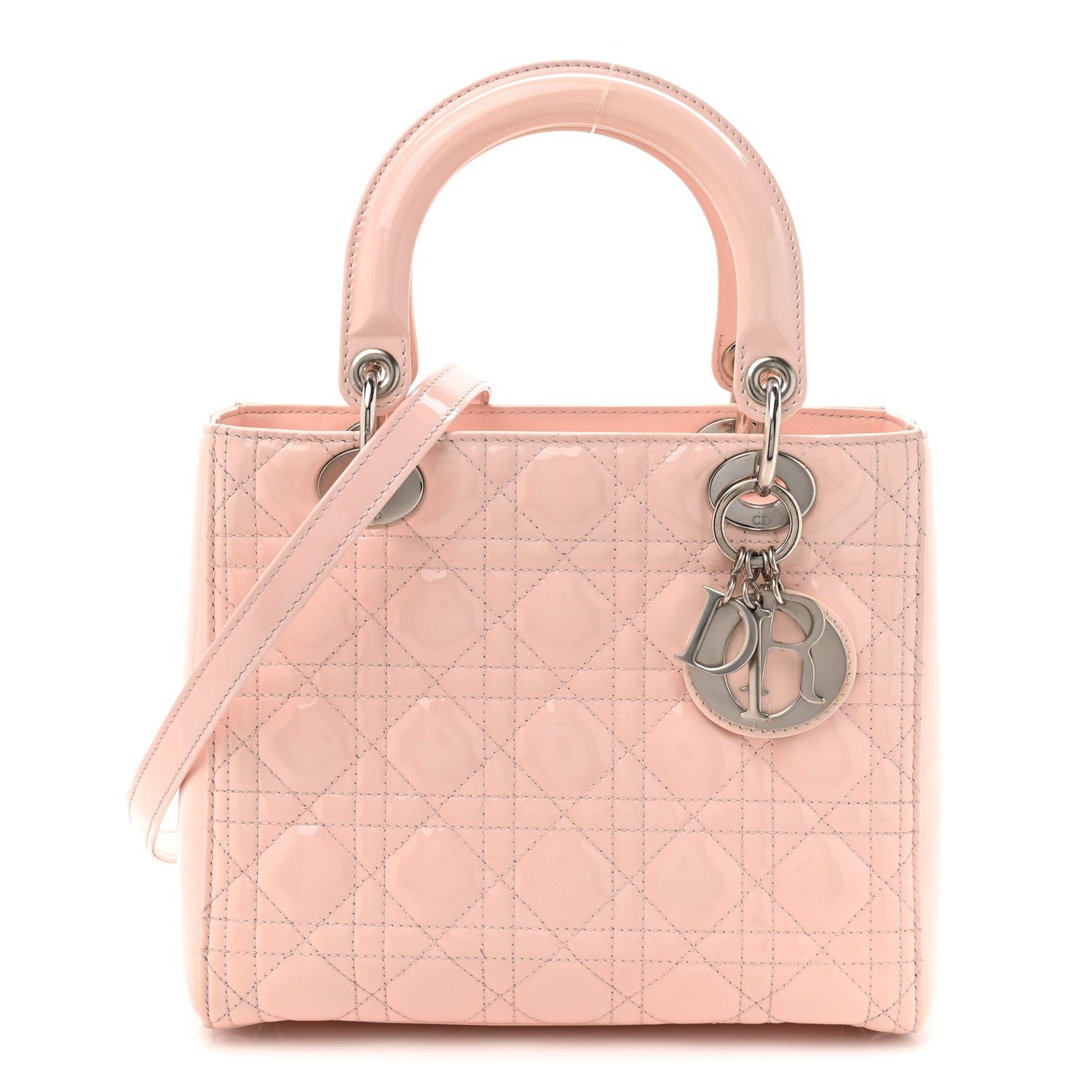 Christian Dior Patent Cannage Medium Lady Dior Rose Clair