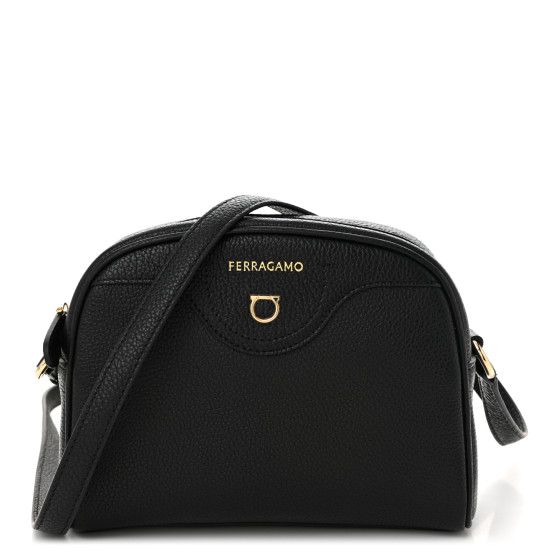 Salvatore Ferragamo Calfskin Travel Camera Crossbody Bag Black