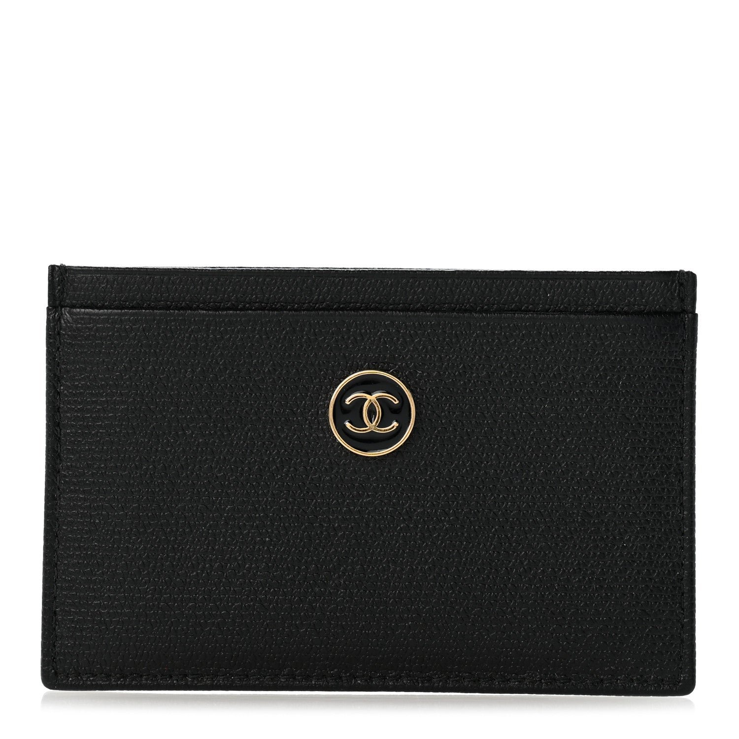 Chanel Calfskin Coco Button Card Holder Black