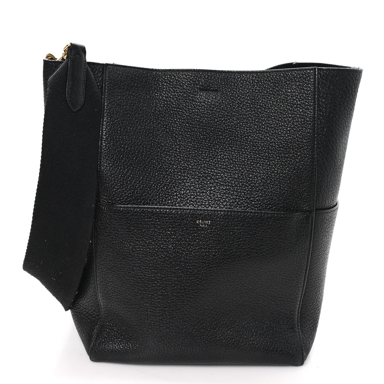 Celine Soft Grained Calfskin Sangle Bucket Bag Black
